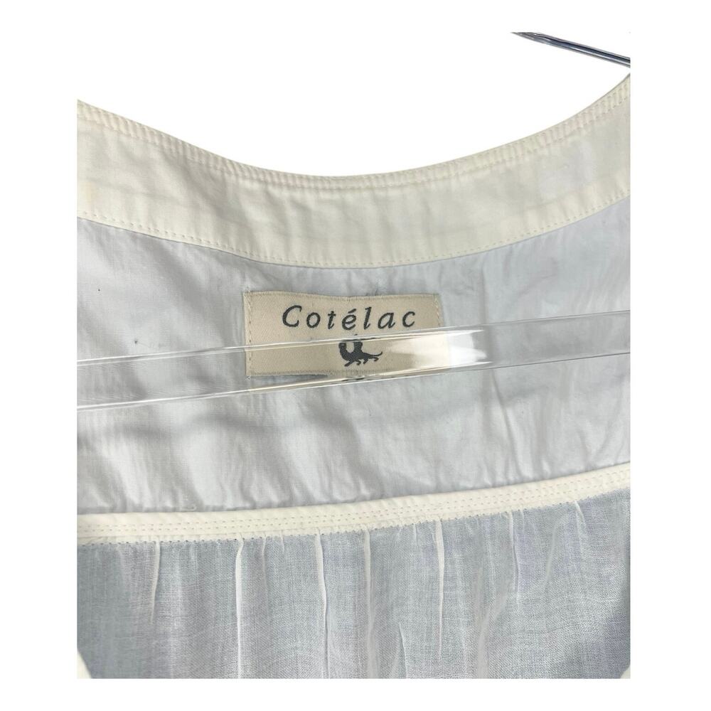Cotelac Vintage 90s White Gauze Cotton Ruffle Button Top 8 - Picture 4 of 5